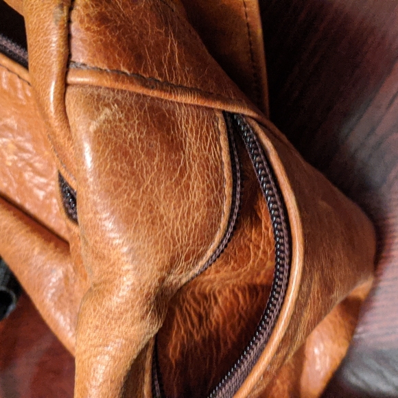 Carroll Leather & Suede Belt Bag in Cognac Color w/Black Unisex - Picture 11 of 16